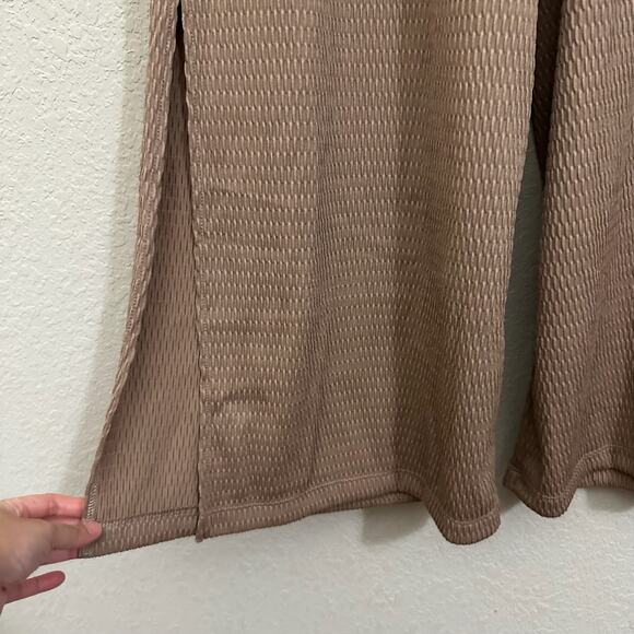 THREE BIRD NEST Wide Leg Pants Camel Brown Knit High Rise Lagenlook - Picture 4 of 11